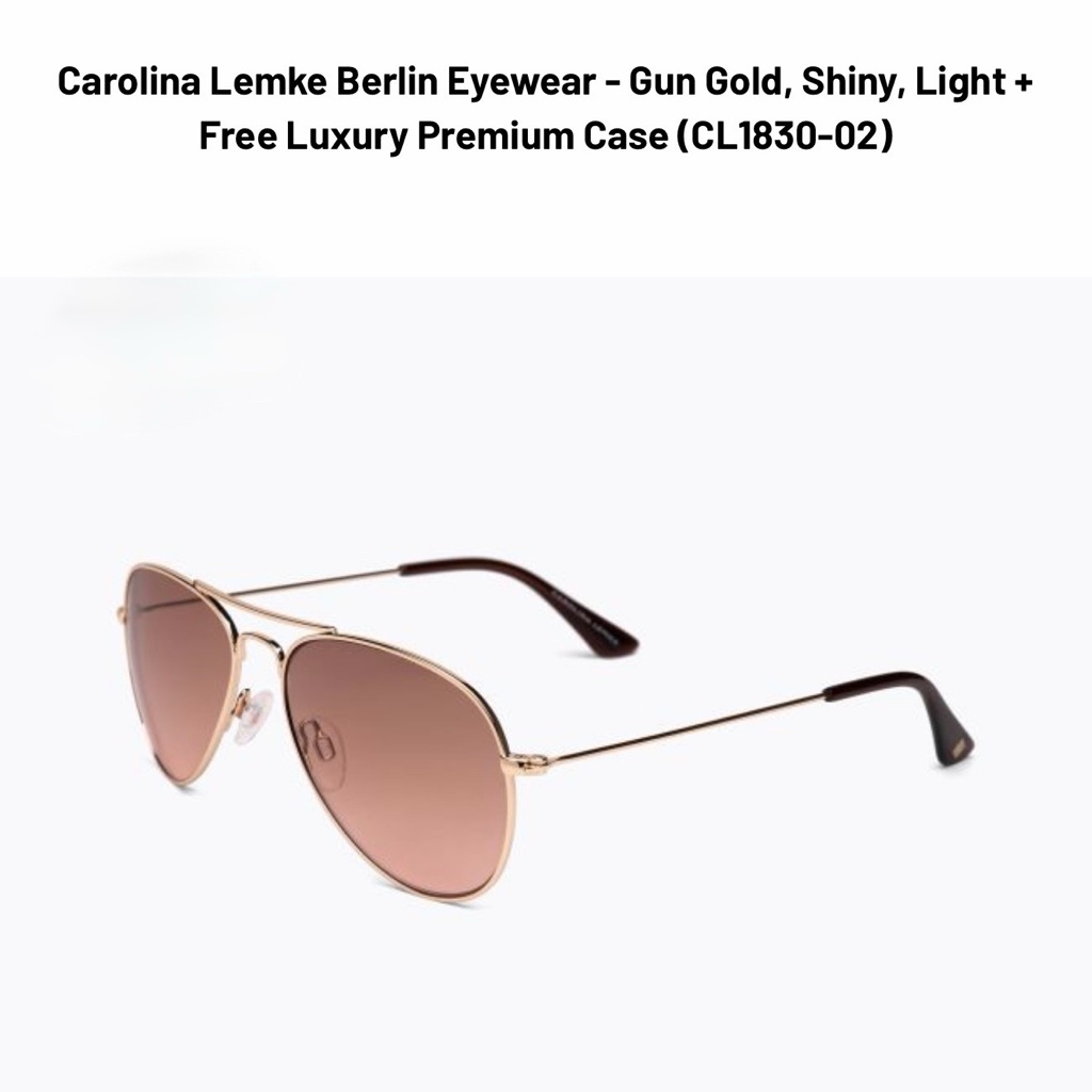 Carolina Lemke Berlin Unisex Sunglasses, Gun Gold Aviator - Brown Gradient